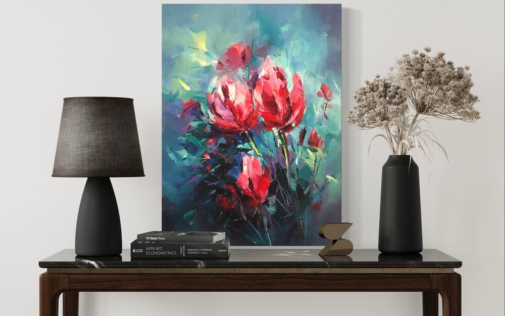 Why Should Interior Designers Work With Artists? 1 Beauty in Bloom. A painting by the contemporary abstract artist Farahnaz Samari