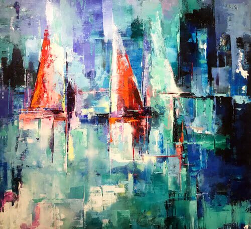 Why Should Interior Designers Work With Artists? 6 Reflection. A painting by the contemporary abstract artist Farahnaz Samari