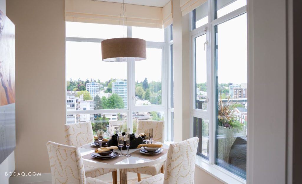 Add drapes to make interior seamless.